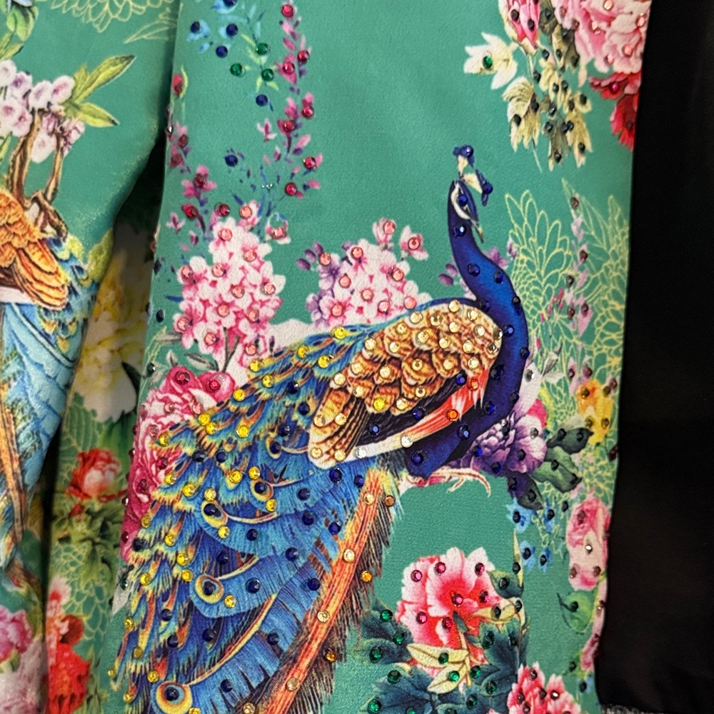Peacock Print Bomber Jacket - Picture 2 of 3